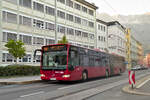 Mercedes-Benz Citaro Facelift der Innsbrucker Verkehrsbetriebe (Bus Nr. 442) als Schienenersatzverkehr für die Straßenbahnlinie 1 an der Haltestelle Innsbruck, Franz-Fischer-Straße. Aufgenommen 3.10.2023.
