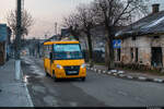 Ein modernes Marschrutka konnte hier am Morgen des 09.04.2023 in Stryi, Ukraine aufgenommen werden.