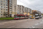 Der ehemaliger Salzburger Gräf & Stift J13 NGT204 M16 mit der neuen Nummer 202 ist am 10.04.2023 unterwegs auf der Trolleybuslinie 7 in Ivano-Frankivsk, Ukraine.