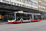 MAN Lions City Hybridbus 75 der Aare Seeland Mobil wartet am 24.02.2025 als Dienstfahrt beim Bahnhof Biel.