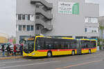 Mercedes Citaro 93 der BLT, auf der Tramersatzlinie 11, f�hrt am 18.05.2026 bei der provisorischen Haltestelle Dreispitz ein.