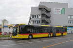 Mercedes Citaro 99 der BLT, auf der Tramersatzlinie 11, f�hrt am 18.05.2026 bei der provisorischen Haltestelle Dreispitz ein. Aufnahme Basel.