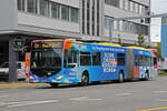 Mercedes Citaro 98 mit der Werbung f�r den M-Parc, auf der Tramersatzlinie 11, verl�sst am 26.10.2026 die provisorische Haltestelle beim Dreispitz.
