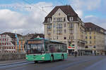 MAN Lions City der Margarethen Bus AG, auf der Linie 38, überquert die Mittlere Rheinbrücke.