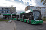 Am 08.11.2022 kommt der erste Hess Doppel Gelenkbus 9101 beim Busprovisorium im Klybeck an.