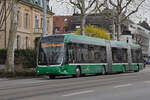 Hess Doppelgelenkbus 9101, auf der Linie 50, fährt am 17.03.2023 zur Haltestelle Brausebad.