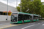 Mercedes eCitaro 7117, auf der Linie 36, fährt am 07.07.2025 bei der Haltestelle St. Jakob ein. Aufnahme Basel.