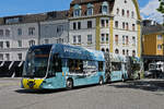 Hess Doppelgelenk Elektrobus 9104 mit der Werbung f�r den Kanton Uri, auf der Linie 50, f�hrt am 01.06.2026 zur Haltestelle Kannenfeldplatz. Aufnahme Basel.