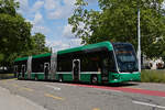 Hess Doppelgelenk Elektrobus 9106, auf der Linie 50, verl�sst am 01.06.2026 die Haltestelle Kannenfeldplatz.