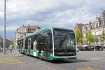 Mercedes eCitaro 7118, auf der Linie 31, verl�sst am 10.08.2026 die Haltestelle Wettsteinplatz. Aufnahme Basel.