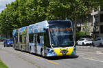 Hess Doppelgelenk Elektrobus 9104 mit der Werbung f�r den Kanton Uri, auf der Linie 50, f�hrt am 01.06.2026 Richtung Endstation am Bahnhof SBB.