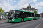 Mercedes Citaro 7034, auf der Linie 34, bedient am 10.08.2026 die Haltestelle Wettsteinplatz. Aufnahme Basel.
