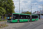 Mercedes Citaro 7006, auf der Tramersatzlinie 3, wartet am 24.08.2026 an der provisorischen Endstation an der Heuwaage. Aufnahme Basel.