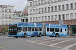 Mercedes eCitaro 7122 mit der Werbung f�r den VW Polo, auf der Linie 30, f�hrt am 21.09.2026 zur Endstation am Bahnhof SBB. Aufnahme Basel.