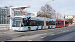 BERNMOBIL Batteriebus 205 mit Werbung für die Energiestadt Bern am 8.
