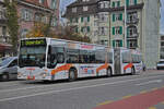 Mercedes Citaro 48 mit der Werbung für den Einkaufscenter Ladedorf, auf der Linie 1, fährt am 08.11.2012 zur Haltestelle beim Bahnhof Solothurn.