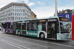 Mercedes Citaro 56 mit der Baloise Werbung, wartet am 18.01.2023 als Dienstfahrt beim Bahnhof Solothurn.