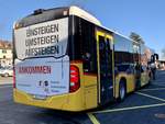 Heckansicht des MB C2 '11064' des PU Geissmann Bus, Hägglingen am 24.3.21 beim Bahnhof Wohlen.