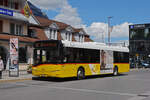 Solaris Bus der Post, auf der Linie 102, wartet an der Endstation beim Bahnhof Interlaken Ost. Die Aufnahme stammt vom 14.05.2021.
