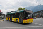 Solaris Bus der Post, auf der Linie 103, verlässt am 02.09.2024 die Haltestelle beim Bahnhof Interlaken Ost.