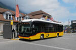 Mercedes eCitaro der Post, auf der Linie 102, wartet am 04.07.2025 an der Haltestelle beim Bahnhof Interlaken Ost.