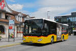Mercedes Citaro der Post, auf der Linie 104, wartet am 04.08.2025 an der Haltestelle beim Bahnhof Interlaken Ost.