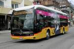MB eCitaro '12125'  BE 610 536  der Postauto Regie Interlaken am 11.4.26 Bahnhofstrasse Interlaken West.