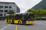 Mercedes Citaro der Post, auf der Linie 102, fährt am 29.07.2025 zur Haltestelle beim Bahnhof Interlaken Ost.