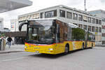 MAN Lions City der Post, auf der Linie 354, f�hrt am 05.06.2025 zur Haltestelle beim Bahnhof Baden.