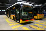 Postauto / Ortsbus Brig - Mercedes e Citaro  VS 381434 in Postauto Haltestelle in Saas-Fee am 12.06.2026