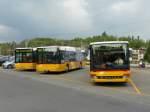 Postauto - Bustreff in Lyss mit dem MAN SO 20146 und MAN SO 20141 sowie dem Setra BE 26614 am 21.04.2009