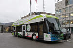 Hess Elektrobus der Awelle steht am 25.01.2023 beim Bahnhof Baden.