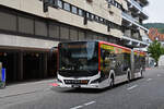 MAN Lions City Hybridbus 174, auf der Linie 1, fährt am 08.09.2025 zur Haltestelle beim Bahnhof Baden.
