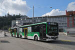 MAN Lions City Hybridbus 313, auf der Linie 7, fährt am 29.09.2025 zur Haltestelle beim Bahnhof Baden.