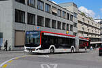 MAN Lions City Hybridbus 315, auf der Linie 7, fährt am 29.09.2025 zur Haltestelle beim Bahnhof Baden.