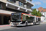 MAN Lions City Hybridbus 311, auf der Linie 7, f�hrt am 29.09.2025 zur Haltestelle beim Bahnhof Baden.