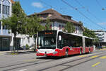 Mercedes Citaro 922 von Rheintalbus, ex. Wiener Linien, auf der Tramersatzlinie 11, f�hrt am 06.07.2026 durch die Hauptstrasse in Reinach zur Haltestelle Reinach Dorf.
