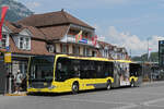 Mercedes Citaro 165 der STI, auf der Linie 21, wartet am 29.06.2026 an der Endstation beim Bahnhof Interlaken Ost.