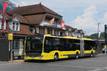 Mercedes Citaro 714 der STI, auf der Linie 21, wartet am 29.06.2026 an der Endstation beim Bahnhof Interlaken Ost.