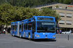 Mercedes Citaro 719 mit der Werbung f�r die Z�rich Versicherung, auf der Linie 21, f�hrt am 29.08.2026 zur Endstation beim Bahnhof Interlaken Ost.