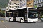 MAN Lions City von FUNICAR, auf der Linie 11, verlässt die Haltestelle beim Bahnhof Biel. Die Aufnahme stammt vom 25.09.2021.