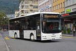 MAN Lions City von Funicar verlässt als Dienstfahrt den Bahnhofplatz in Biel. Die Aufnahme stammt vom 25.09.2021.