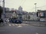 Zrich VBZ Trolleybus 31 (FBW/Ramseier&Jenzer/BBC-Scheron 86) Bahnhofbrcke / Bahnhofquai im Februar 1994.