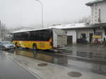 Postauto-MAN Lion's Regio verlässt die Postautostation Churwalden, Bergbahnen am 17.2.17