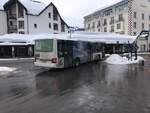 Postauto - MAN Lion's City unterwegs als Skibus, verlässt die Haltestelle Lenzerheide, Post, am  12.2.18