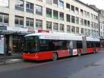 VB Biel - Hess-Swisstrolley BGT-N2C  Nr.52 unterwegs auf der Linie 4 in der Stadt Biel am 20.12.2014