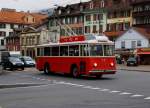 75 Jahre Trolleybus Biel. Oldtimerfahrten mit dem Bus 21 auf einer spezielle Route in Biel am 24. Oktober 2015.
Foto: Walter Ruetsch