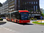 VB Biel - Die ersten Neuen Trolleybus sind schon unterwegs Hier Nr.91 auf der Linie 1 in der Stadt Biel am 12.05.2018