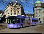 VB Biel - Hess Trolleybus  Nr.53 mit Werbung Unterwegs auf der Linie 4 in der Stadt Biel am 18.01.2019
