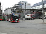 Chur Bus - neuer MAN Lions City Gelenkbus fährt zu den Haltestellen am Bahnhof Chur am 21.2.22